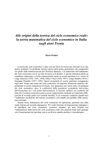 la teoria matematica del ciclo economico in Italia negli anni Trenta