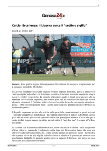 Calcio, Eccellenza: il Ligorna cerca il “settimo sigillo”