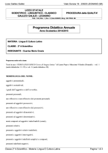 Programma Didattico Annuale - `Galileo Galilei`