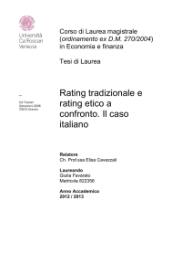 Rating tradizionale e rating etico a confronto. Il caso italiano