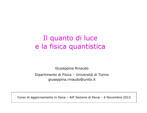 Il quanto di luce e la fisica quantistica