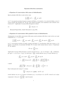Equazioni della fisica matematica • Equazione di conservazione