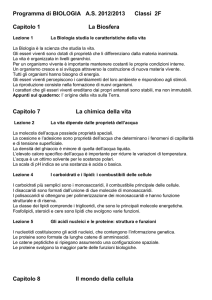 Programma di BIOLOGIA A.S. 2012/2013 Classi 2F Capitolo 1 La