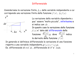 Differenziale f x   x f x   x dx f x   f x   dx 2xdx