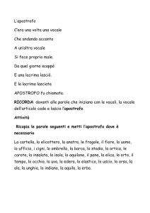 L`apostrofo C`era una volta una vocale Che andando accanto A un