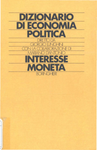 DIZIONARIO DI ECONOMIA POLITICA INTERESSE MONETA