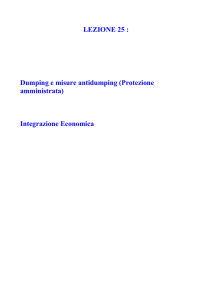 LEZIONE 25 : Dumping e misure antidumping (Protezione