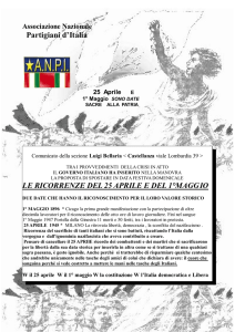 Partigiani d`Italia LE RICORRENZE DEL 25 APRILE E DEL 1°MAGGIO
