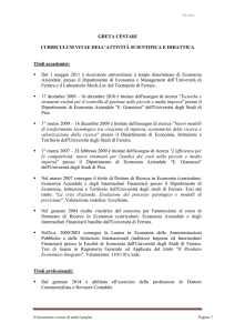 GRETA CESTARI CURRICULUM VITAE DELL`ATTIVITÀ