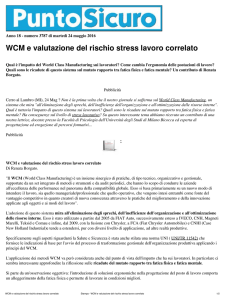 WCM e valutazione del rischio stress lavoro correlato