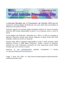 Newsletter Marzo 2015 - Giornata Prevenzione Suicidio