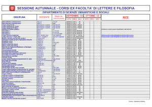 sessione autunnale - corsi ex facolta` di lettere e filosofia