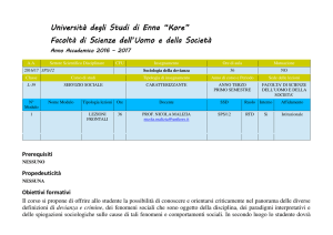 Sociologia della devianza - cfu 6 - I sem.