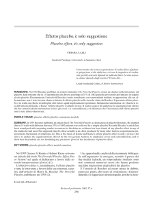 Effetto placebo, è solo suggestione