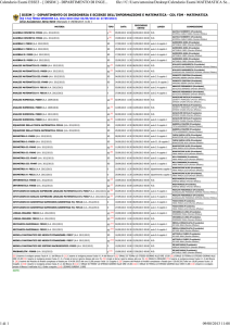 Calendario esami MATEMATICA Settembre