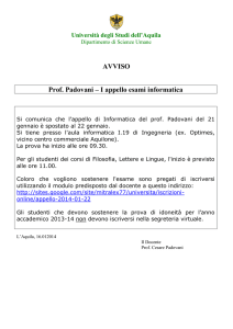 AVVISO Prof. Padovani – I appello esami informatica