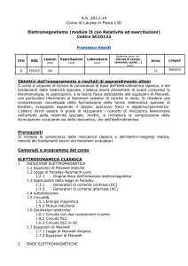 A.A. 2013-14 Corso di Laurea in Fisica L30 Elettromagnetismo
