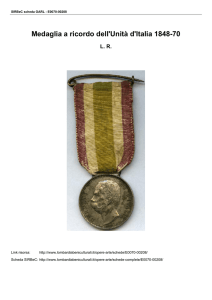 Medaglia a ricordo dell`Unità d`Italia 1848-70
