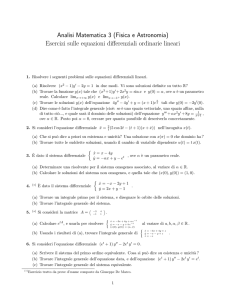 Analisi Matematica 3 (Fisica e Astronomia) Esercizi sulle equazioni