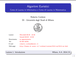 Algoritmi Euristici - Corso di Laurea in Informatica e Corso di Laurea