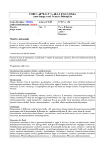 FISICA APPLICATA ALLA FISIOLOGIA corso integrato di Scienze