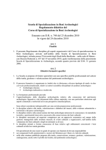 Regolamento didattico del Corso di specializzazione in Beni