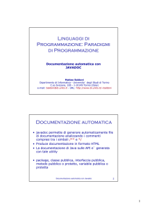 Documentazione automatica con JAVADOC