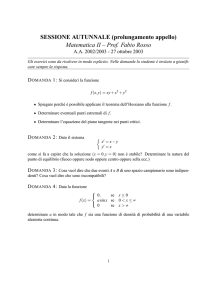 Matematica II – Prof. Fabio Rosso