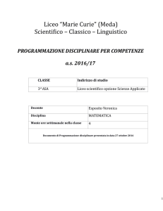 Liceo “Marie Curie” (Meda) ScientiHico – Classico – Linguistico