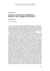 Vincenzo Sorrentino, Biopolitica, libertà e cura. Saggio