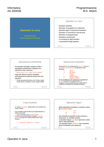 Informatica AA 2005/06 Programmazione M.A. Alberti Operatori in