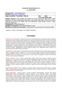 ANALISI MATEMATICA 2 aa 2014-2015