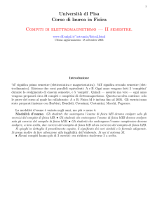 Compiti II semestre - Dipartimento di Fisica