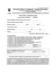 Piano di studi RD 2004-2005 - Dipartimento di Scienze Sociali ed
