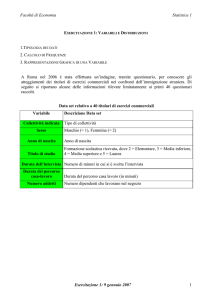 Facoltà di Economia Statistica 1 Esercitazione 1: 9 gennaio 2007 1