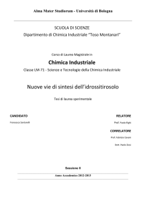 Chimica Industriale Nuove vie di sintesi dell`idrossitirosolo