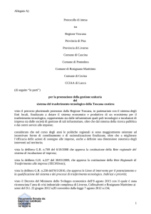 Allegato A) Protocollo di intesa tra Regione Toscana Provincia di