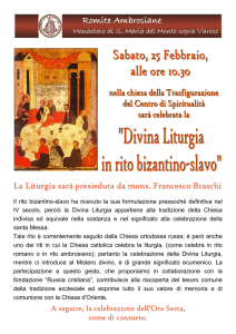 La Liturgia sarà presieduta da mons. Francesco Braschi