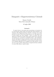 Manganiti e Magnetoresistenza Colossale