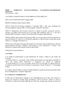 Scarica il Provvedimento 19955 – Mediaset - DIMT.IT