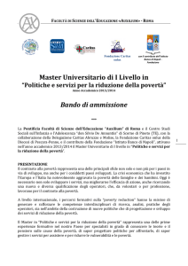 Bando Master Poverta - Pontificia Facoltà Auxilium