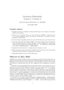 Laboratorio Multimediale Lezione n. 5, sezione A