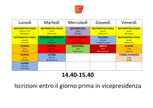 14.40-15.40 Iscrizioni entro il giorno prima in vicepresidenza