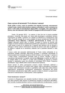 mercoledì 25 - Casa a prova di terremoto? Te lo dicono i sensori