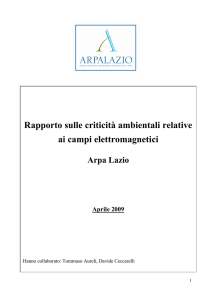 Rapporto sulle criticità ambientali relative ai campi elettromagnetici