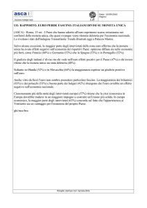 Ue: rapporto, Euro perde fascino. Italiani divisi su moneta unica, Asca
