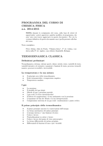 PROGRAMMA DEL CORSO DI CHIMICA FISICA a.a. 2014