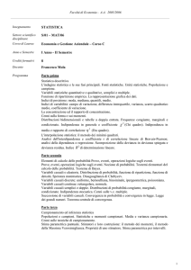 STATISTICA S/01 – MAT/06 Economia e Gestione Aziendale