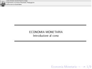 Economia Monetaria 1/9 ECONOMIA MONETARIA