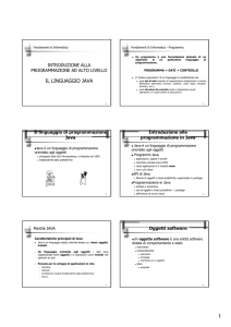 il linguaggio java - Istituto di Calcolo e Reti ad Alte Rrestazioni